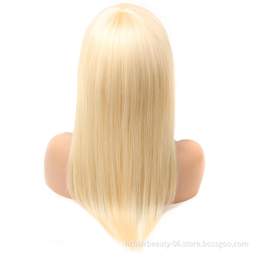 Wholesale 613 Blonde Wig Machine Made None Lace Front Wig Brazilian Straight Human Hair Wigs With Bangs